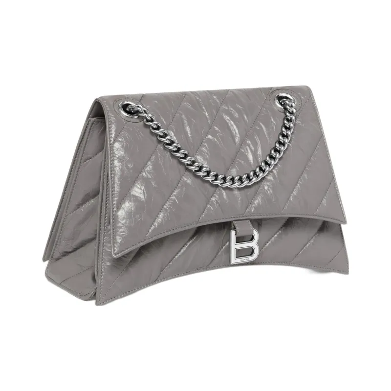 Balenciaga CRUSH Cow Leather Handbag Shoulder Bag Medium Size Women's Dark Gray-2