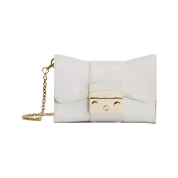 Furla Metropolis Collection Leather Shoulder Bag Crossbody Bag Mini Women's White
