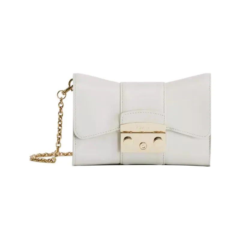 Furla Metropolis Collection Leather Shoulder Bag Crossbody Bag Mini Women's White-0
