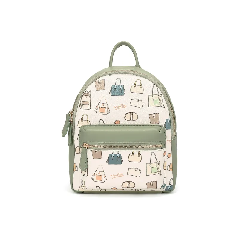 MEXICAN Polyurethane Backpack Regular Women's Brown/Apricot-4