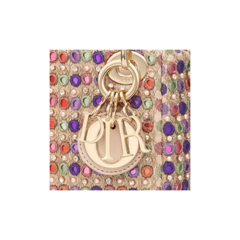 DIOR Lady Dior Rhinestone Satin Dior Bag Shoulder Bag Crossbody Bag Handbag Extra Mini Women's Multicolor-5