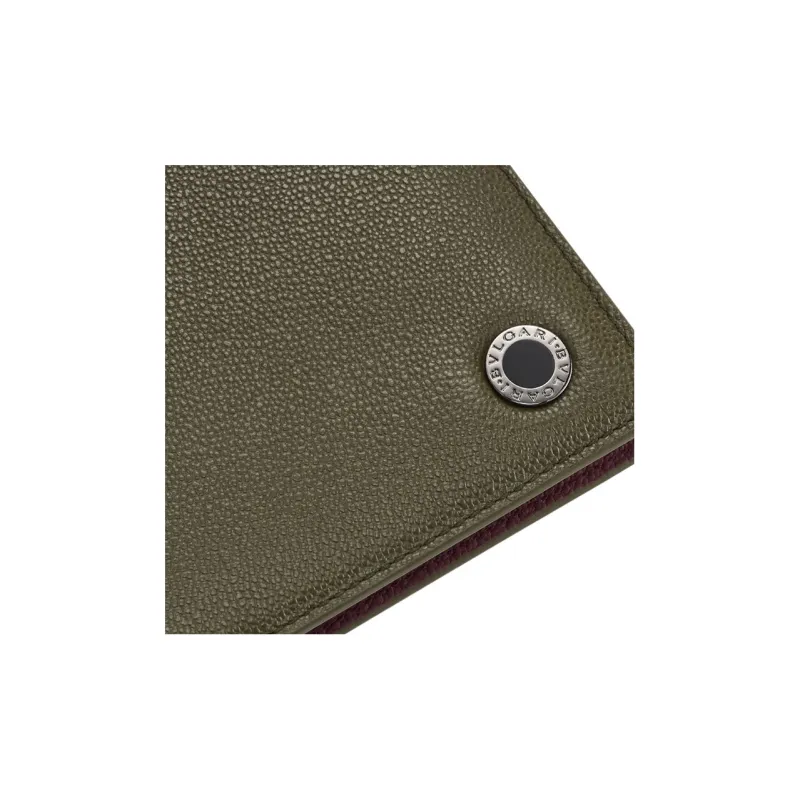 BVLGARI Calfskin Wallet Men's Green-3