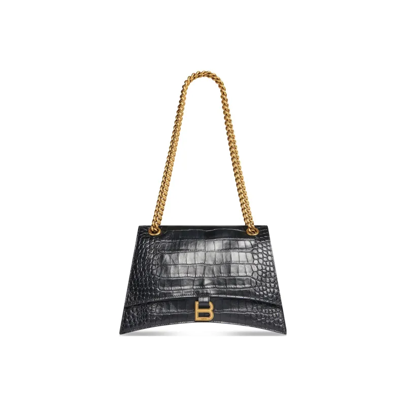 Balenciaga Crush Crocodile Medium Chain Bag Black-1