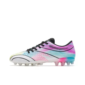 Anta MG Rubber Short Studs Soft Ground Artificial Ground Natural Ground Wear Resistant Soccer Shoes Men's White Purple