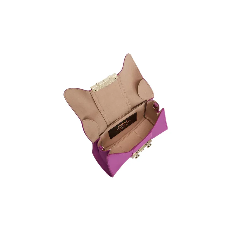 Furla Metropolis Collection Leather Crossbody Bag, Shoulder Bag Mini Women's Purple-3