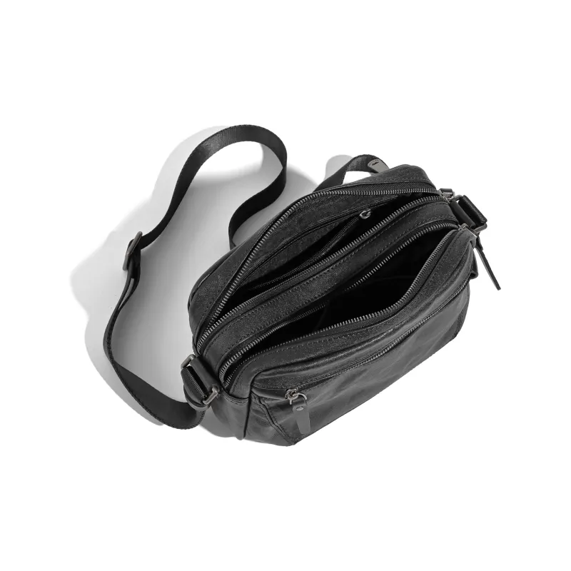 Ace Paul Top Grain Cow Leather Genuine Leather Small Square Bag Crossbody Bags Medium Size Men's Black-5