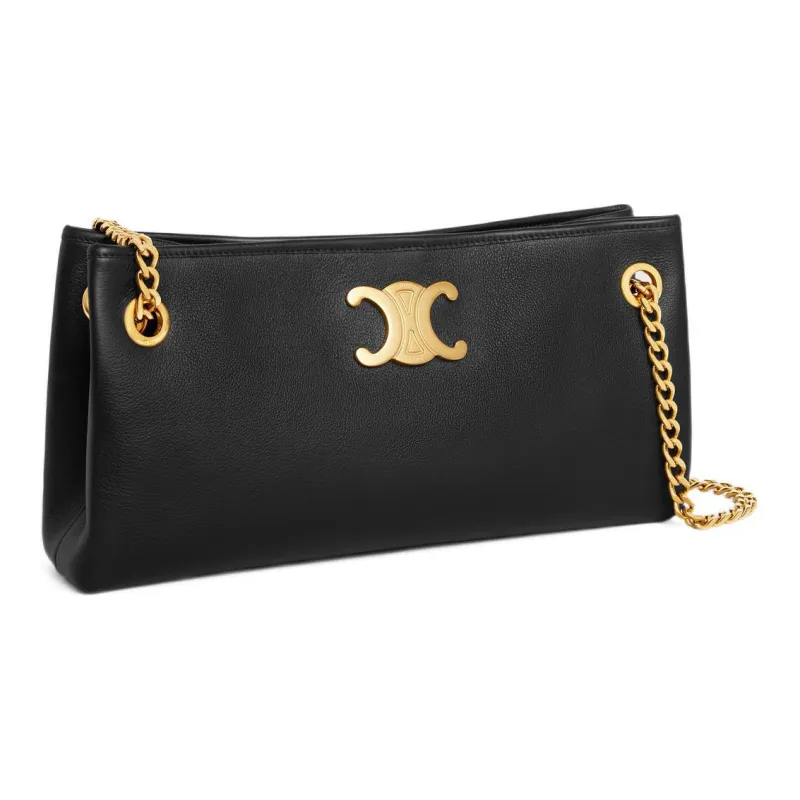 CELINE Cow Leather Handbag, Shoulder Bag Women's Black-2