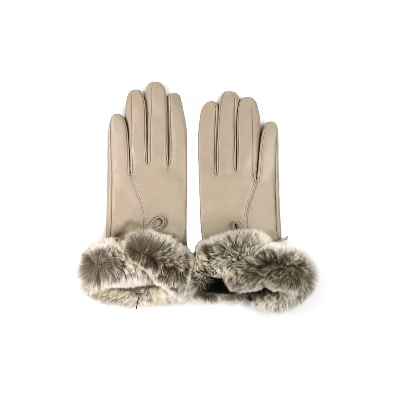MARJAKURKI Sheepskin Rex Rabbit Fur Heartwarming Glove Advanced Box Greeting Card Women's-8