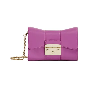 Furla Metropolis Collection Leather Crossbody Bag, Shoulder Bag Mini Women's Purple