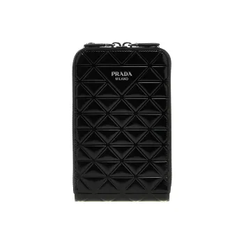 PRADA Leather Cell Phone Pouch Regular Men's Black