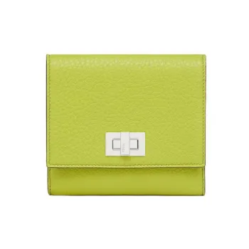 FENDI Calfskin Wallet Medium Size Women's Lime Green