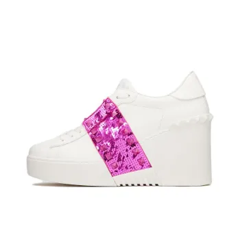 Valentino OPEN DISCO Wedge Heel Skateboard Shoes 8.5cm Women's White