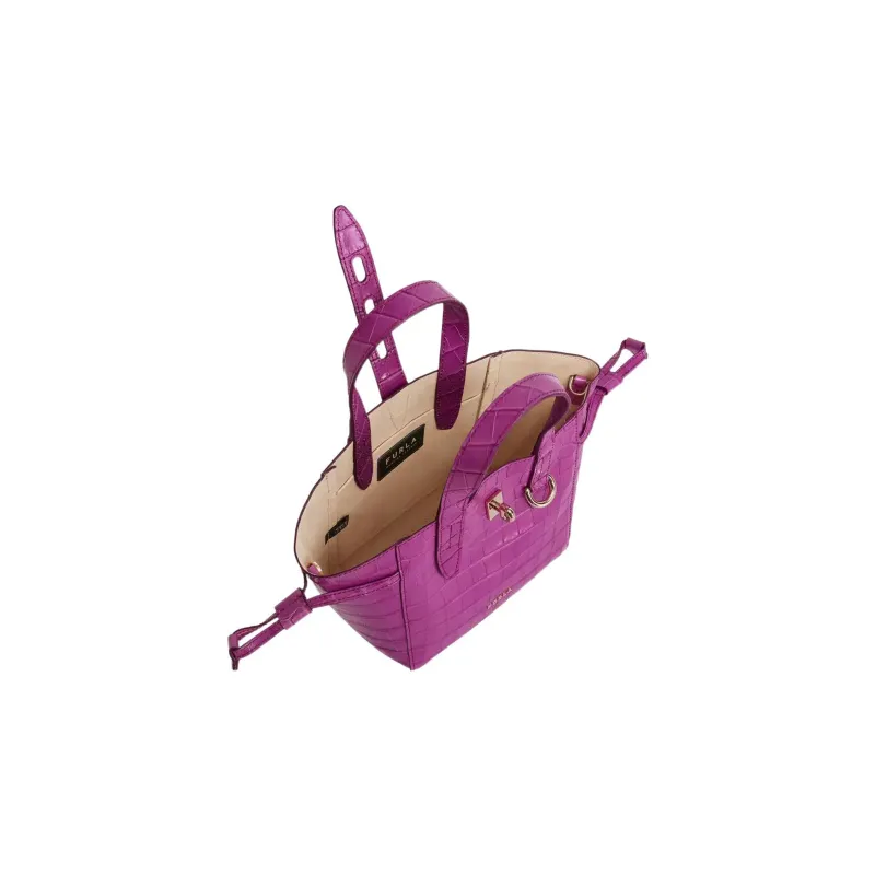 Furla Net Collection Leather Tote Bag Shopping Bag Shoulder Bag Crossbody Bag Handbag Mini Women's Purple-3