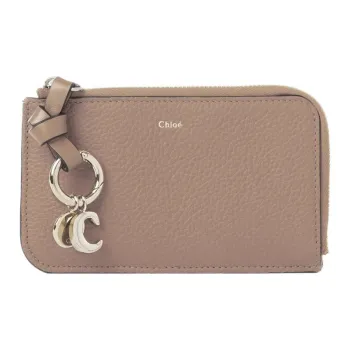 Chloe Alphabet Grained Calfskin Coin Purses Wallets Small Size Women's Rose