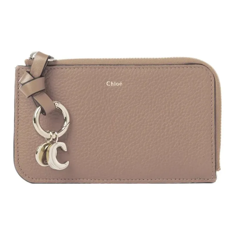 Chloe Alphabet Grained Calfskin Coin Purses Wallets Small Size Women's Rose-0