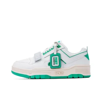 PONY Reverse Anti Slip And Wear Resistant Breathable Low Top Skateboard Shoes Unisex White Green