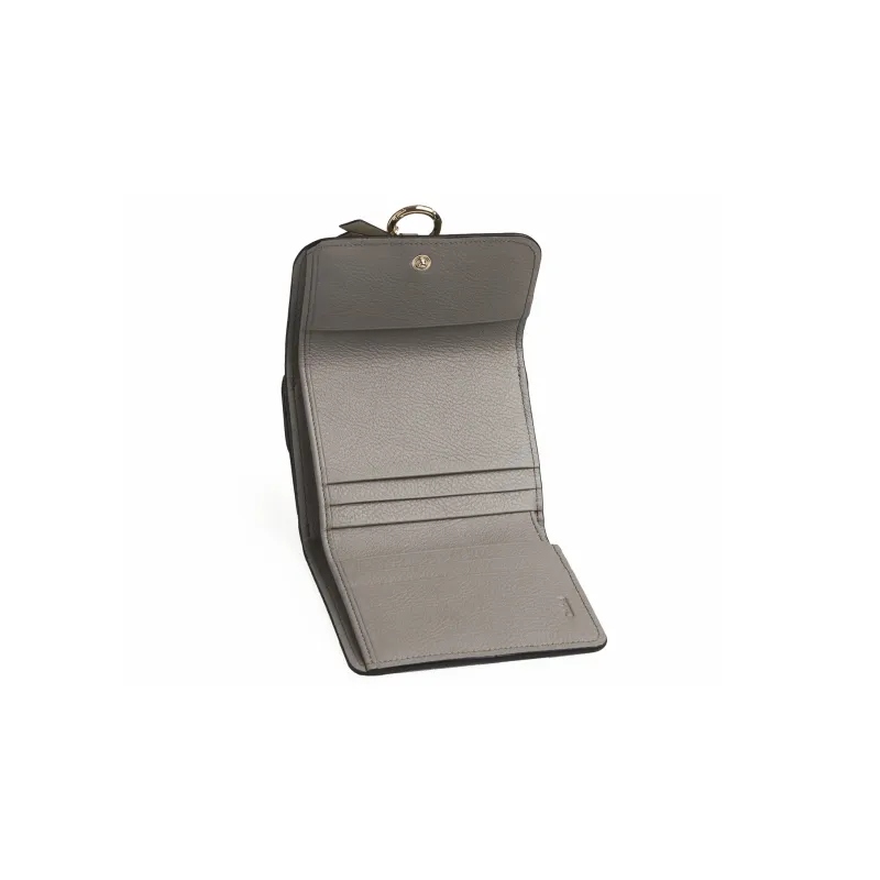 Chloe Alphabet Calfskin Card Holder, Wallet Small Size Women's Gray-1