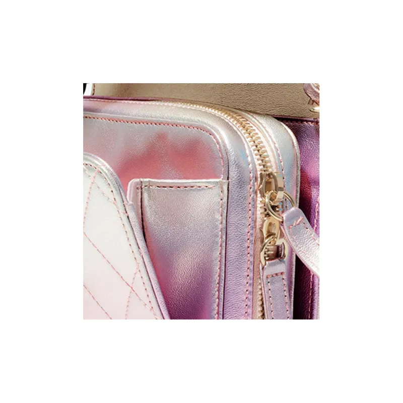 CHANEL Sheepskin Crossbody Bag, Shoulder Bag Mini Women's Gold & Pink-4
