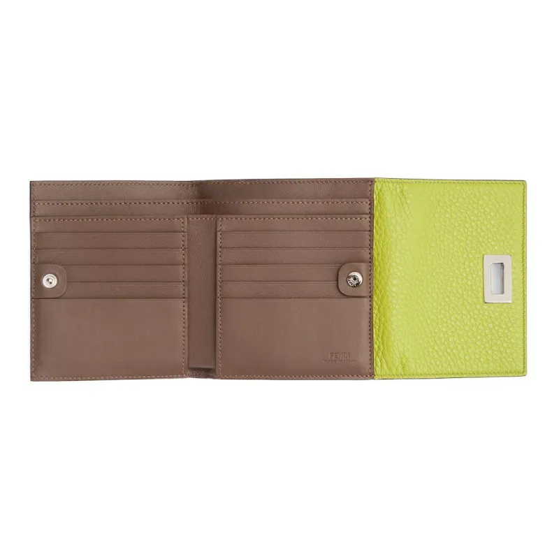 FENDI Calfskin Wallet Medium Size Women's Lime Green-3
