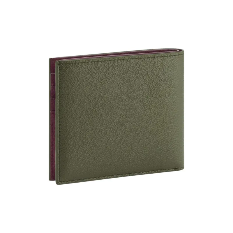 BVLGARI Calfskin Wallet Men's Green-1