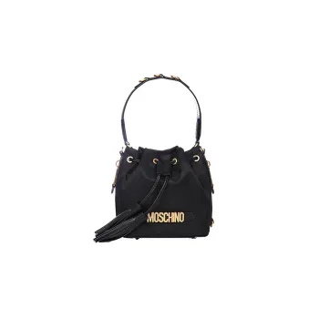 MOSCHINO Fabric Bucket Bag Portable Crossbody Bag Shoulder Bag Small Size Women's Black