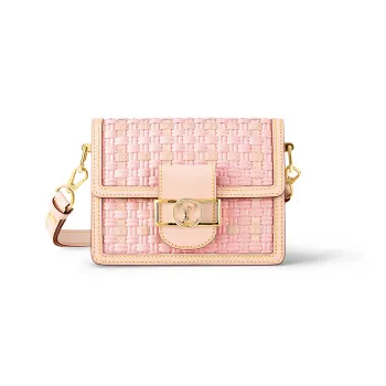 LOUIS VUITTON Dauphine Coated Canvas Cow Leather Patchwork Trim Portable Crossbody Bag Shoulder Bag Mini Women's Pink