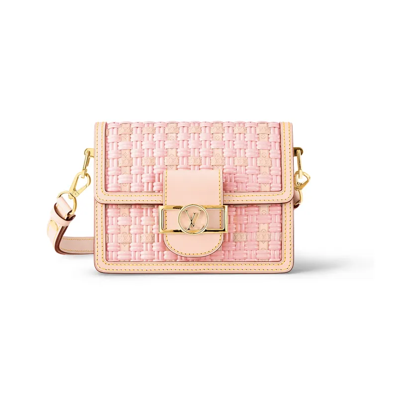 LOUIS VUITTON Dauphine Coated Canvas Cow Leather Patchwork Trim Portable Crossbody Bag Shoulder Bag Mini Women's Pink-0