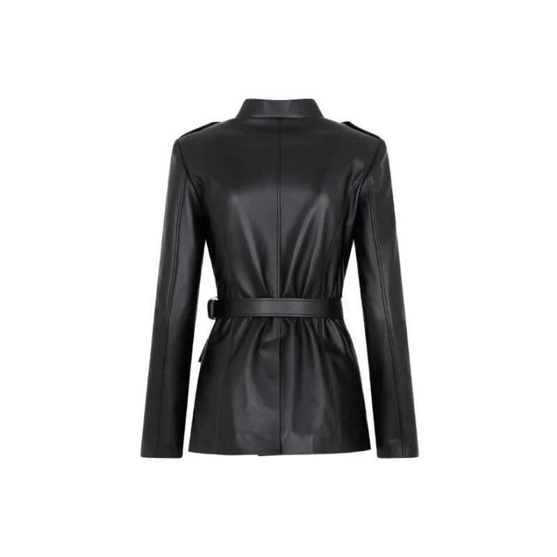 BALLY Leather Jackets Coats Women's Black-1