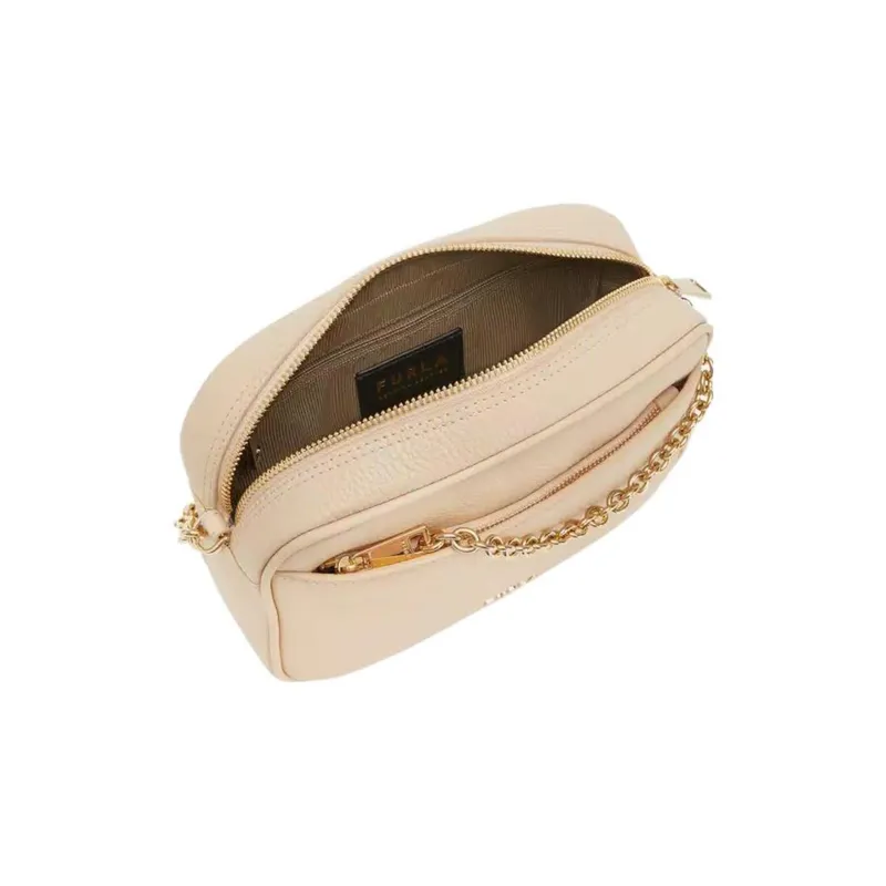 Furla Grained Calfskin Shoulder Bag Crossbody Bag Mini Women's Gold-3
