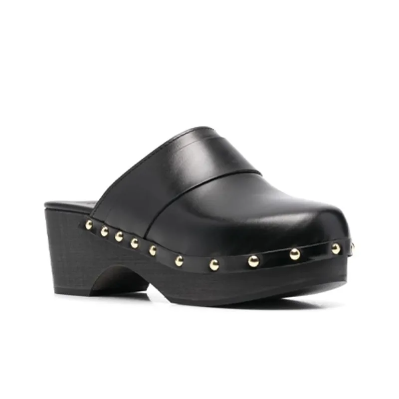 Aeyde Bibi 60mm Leather Wooden Clog-1