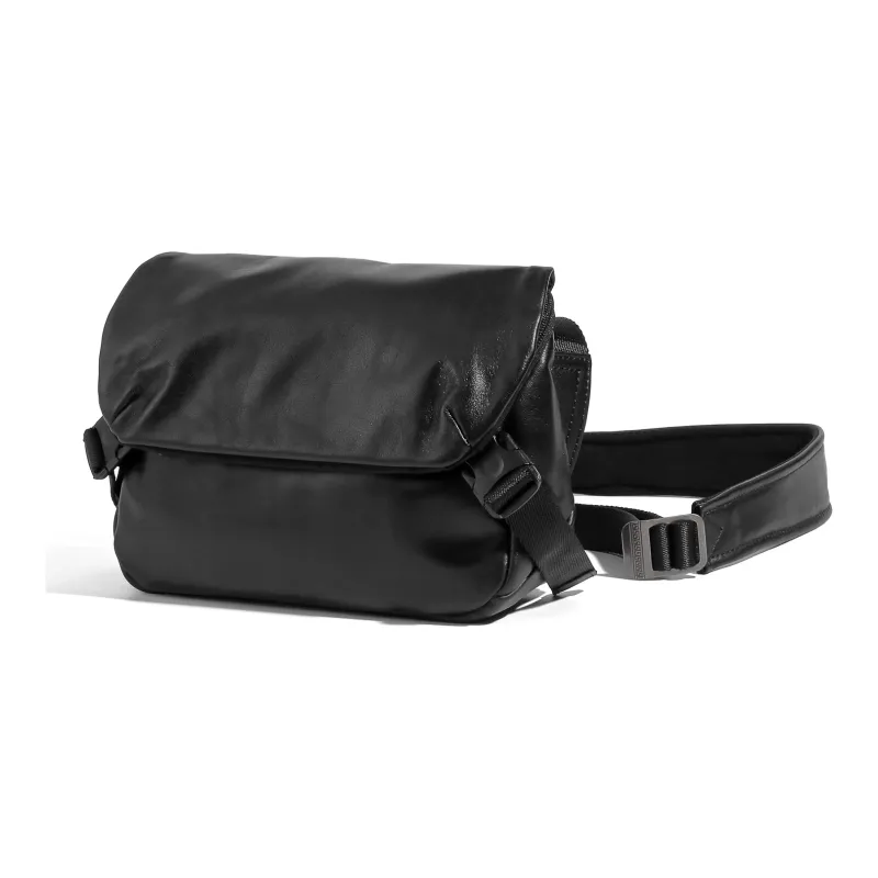 Ace Paul Top Grain Cow Leather Shoulder Bag Crossbody Bag Medium Size Men's Black-1