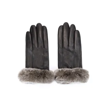 MARJAKURKI Sheepskin Rex Rabbit Fur Time Passes Glove Atmosphere Greeting Card Women's