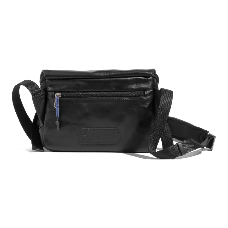 Ace Paul Top Grain Cow Leather Shoulder Bag Crossbody Bag Medium Size Men's Black-2