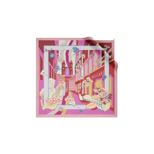 BVLGARI Silk Scarves Women's Pink