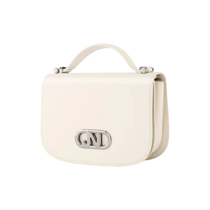 JONBAG Synthetic Leather Baguette Bag, Crossbody Bag, Shoulder Bag Medium Size Women's White/Black-11