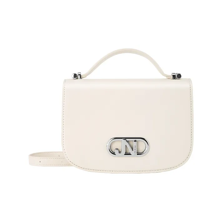JONBAG Synthetic Leather Baguette Bag, Crossbody Bag, Shoulder Bag Medium Size Women's White/Black-10