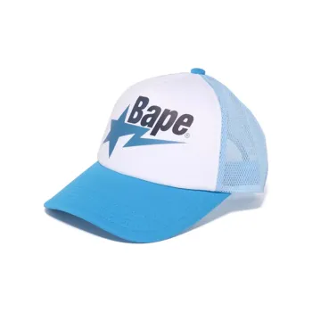 A BATHING APE Nylon Baseball Caps Women's Blue/White