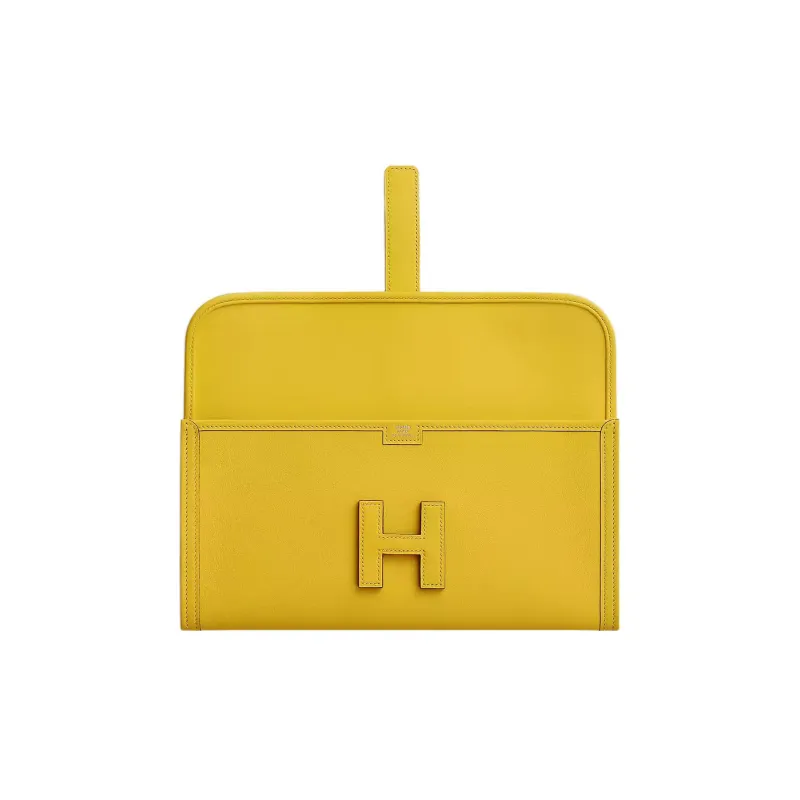 HERMES Jige Elan Swift Leather Clutch Women's 9O Jaune De Naples Naples Yellow-1