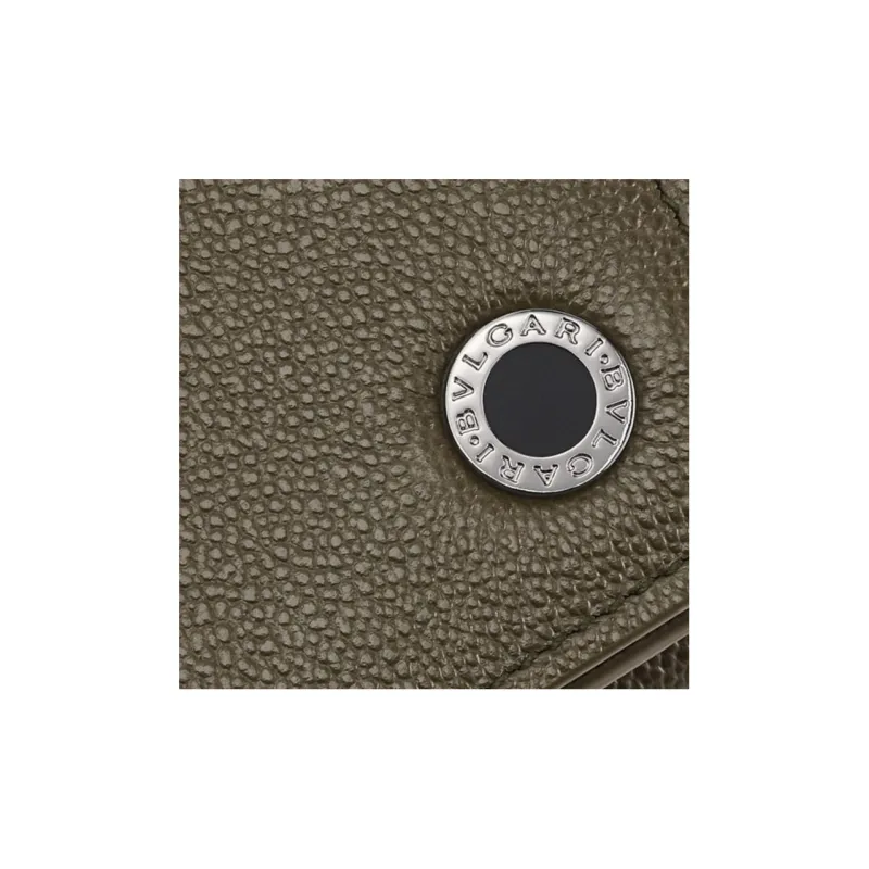 BVLGARI Calfskin Wallet Men's Green-3