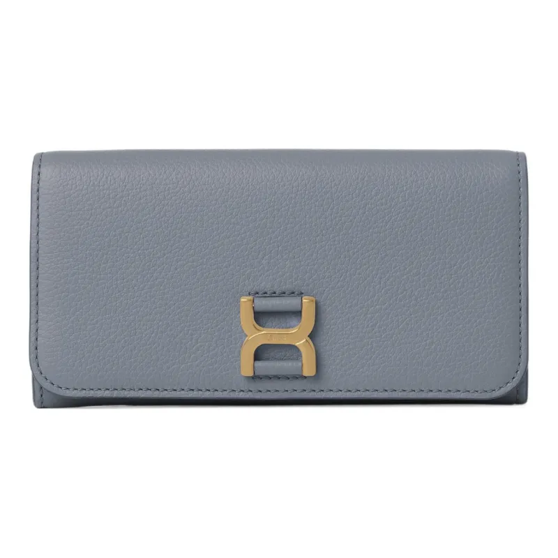 Chloe Marcie Grained Calfskin Wallet Women's Storm Blue-0