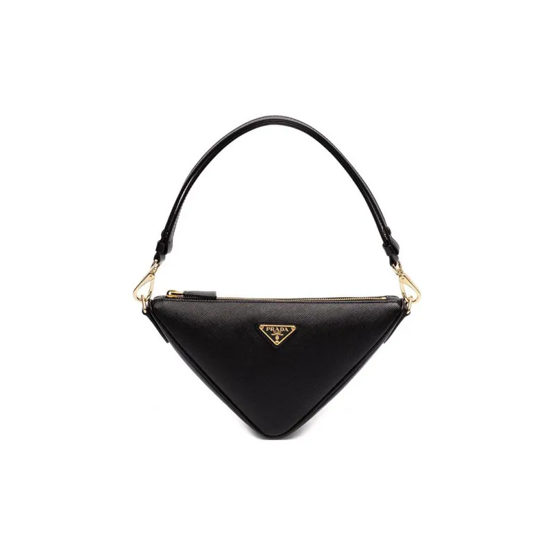 PRADA Leather Handbag Shoulder Bag Women's Black-0