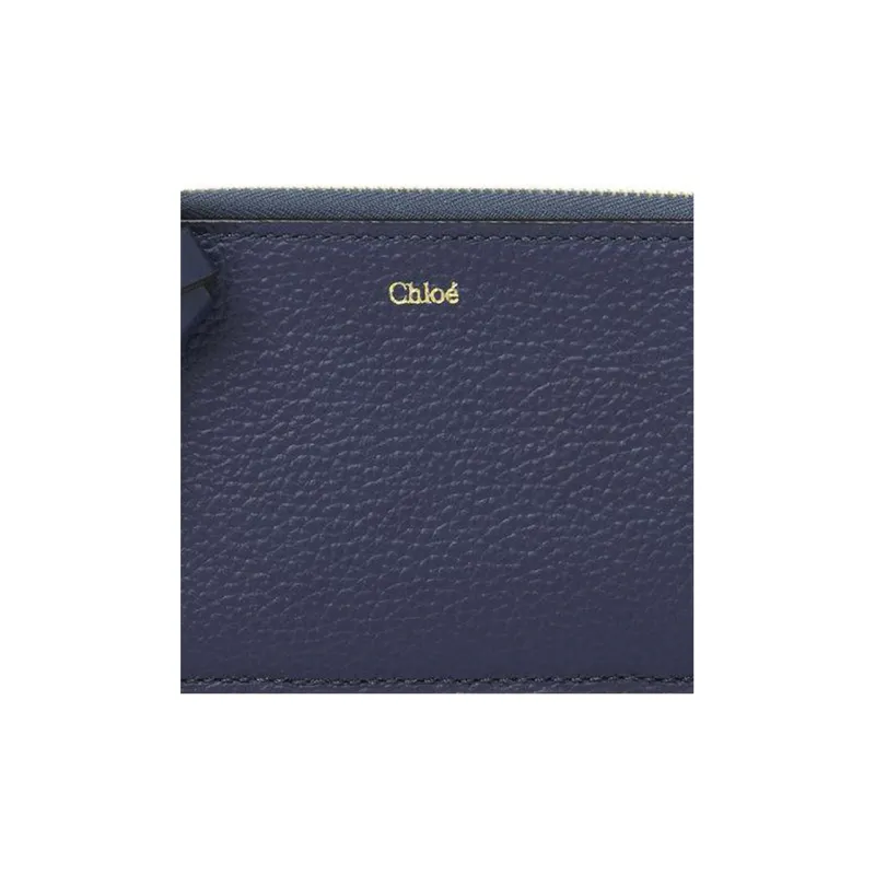 Chloe Alphabet Grained Calfskin Coin Purses Wallets Small Size Women's Carbon Blue-3