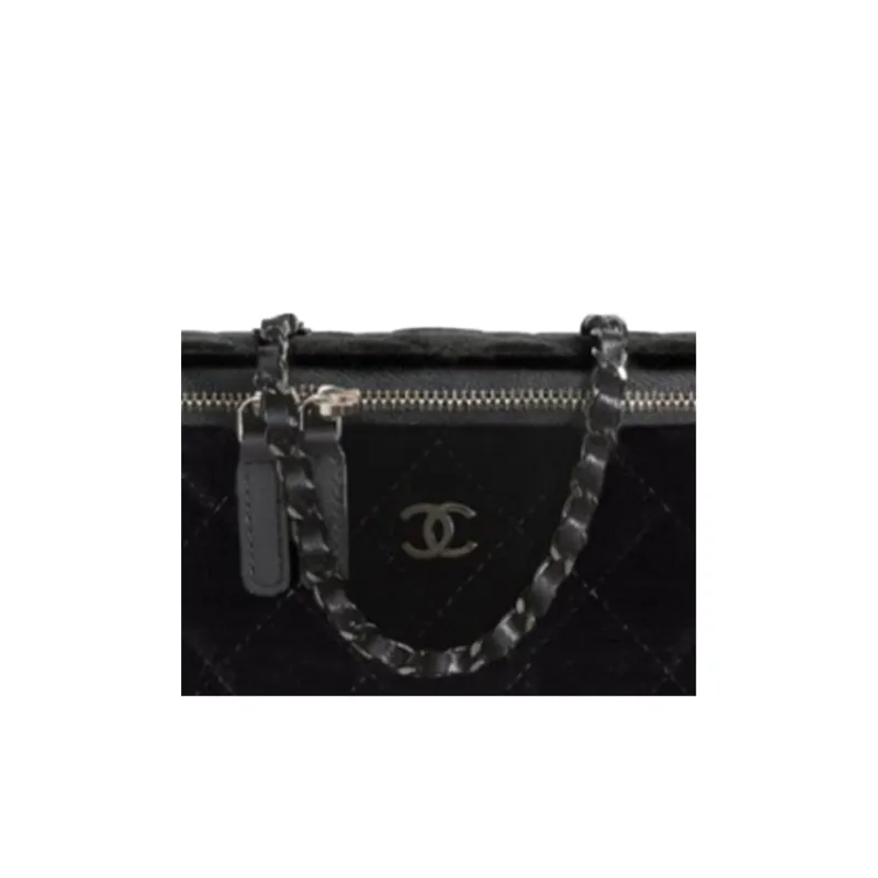 CHANEL So Black Velour, Long Box Bag Handbag Unisex Black-1