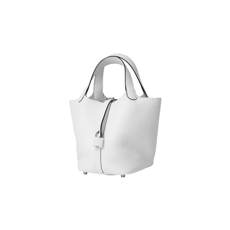 HERMES Picotin Lock Clemence Bullock Leather Basket Bag Handbag 18 Women's 0U New White-1