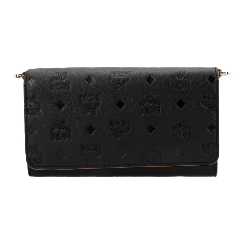 MCM Full Grain Lambskin Coin Purse Unisex Black-0