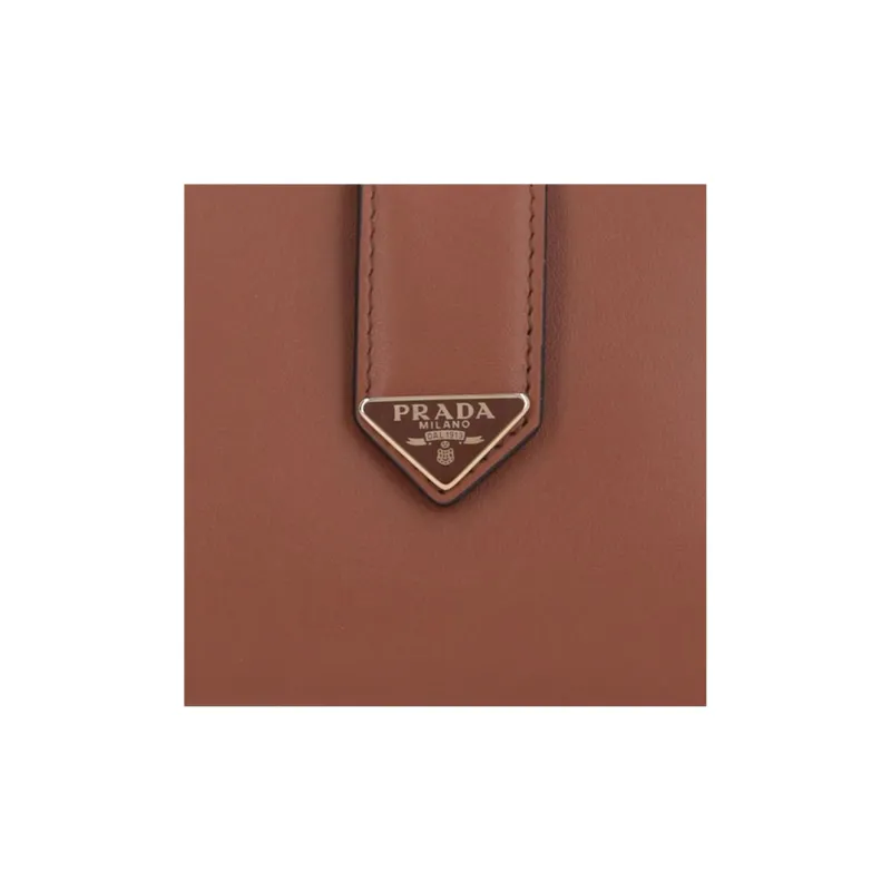 PRADA Calfskin Wallet Regular Women's Light Brown-4