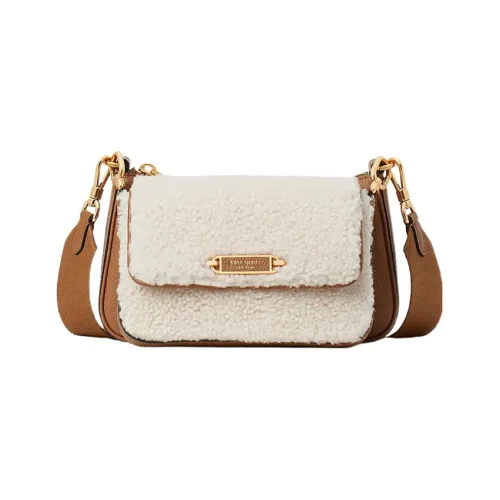 Kate Spade Leather With Shearling Trim Shoulder Bag Crossbody Bag Regular Women's White/Brown