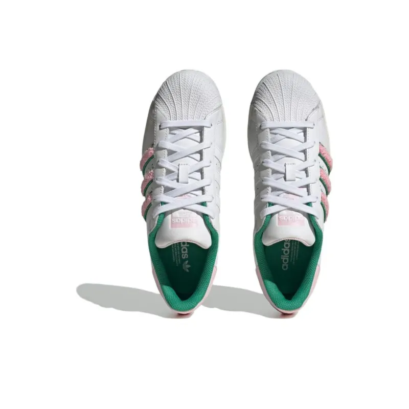 Adidas Superstar 'White Pink Green Chenille' Women's-3