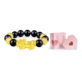 Chinese Auspicious Animal Beaded Bracelet with 4 Gold Beads+Valentine's Day Gift Box