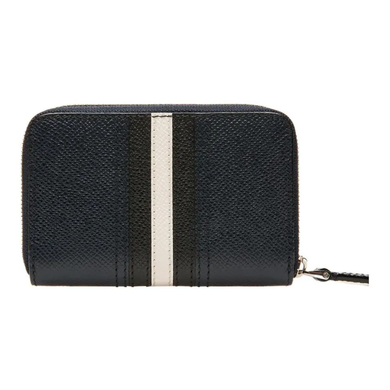 BALLY Embossed Cow Leather Coin Purses Wallets Men's Marine Blue-2